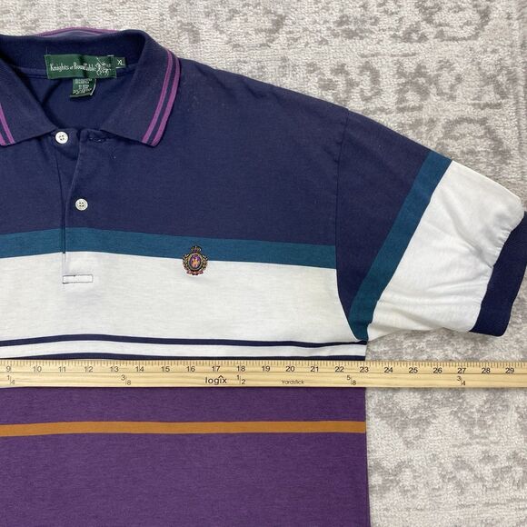 Vintage Knights of the Round Table Striped Rugby Shirt Sports Polo Size XL - Picture 3 of 5
